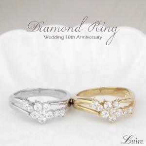 リング レディース ダイヤモンド 結婚 10周年  リング 0.40ct K18WG/YG/PG