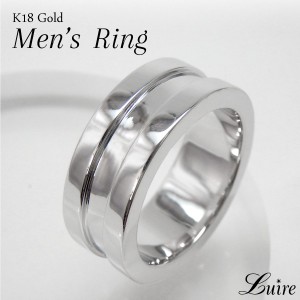 リング メンズ 幅広 平打ち 地金 リング 結婚指輪  K18WG/YG/PG