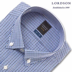 LORDSON 長袖 ワイシャツ メンズ 春夏秋冬 形態安定 ショートボタンダウン ミニブロック 【ZOD929-655】 