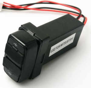 三菱車用 電源ソケット 急速充電 USBポート2 電圧表示 スマホ充電器 USB電源 スイッチホール MITUBISHI 増設キット ミツビシＡタイプ（37