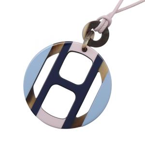 エルメス HERMES Hエキップ ネックレス ジュエリー レザー バッファローホーン レディース ブルー系 / ピンク系 / マルチカラー 【中古】