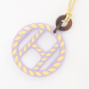 エルメス HERMES Hエキップ ネックレス ジュエリー レザー バッファローホーン レディース パープル系 / マルチカラー H057087 【中古】