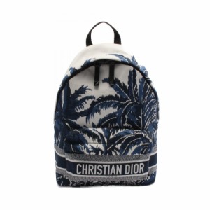 ディオール Dior ディオールパームズ リュックサック バックパック バッグ キャンバス レザー レディース ネイビー系 / ホワイト系 / ブ