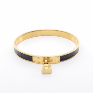 エルメス HERMES ケリーブレスレット バングル アクセサリー GP（ゴールドメッキ） クロコダイル レディース ゴールド系 / ブラック系 【