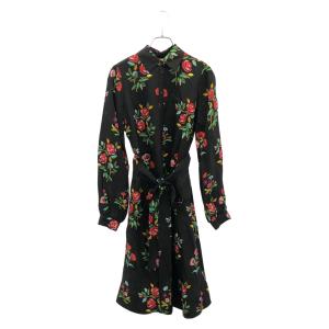 レオナール ペイズリー柄 袖 シルク混 ギャザー風 ロング ワンピース M  