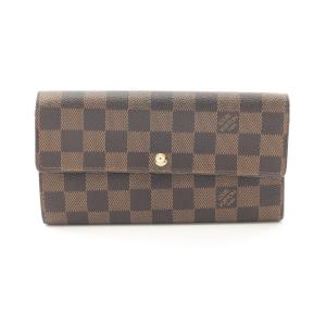 ルイ・ヴィトン LOUIS VUITTON ポルトフォイユ サラ 二つ折り長財布 財布 PVCコーティングキャンバス レザー ダミエ レディース ブラウン
