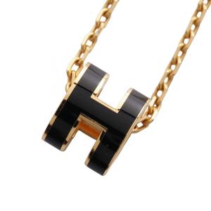 エルメス HERMES MINI POP H ミニポップアッシュ ネックレス ジュエリー GP（ゴールドメッキ） レディース ゴールド系 / ブラック系 【中