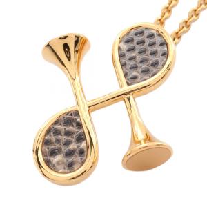 エルメス HERMES コルH ネックレス ジュエリー GP（ゴールドメッキ） リザード リザード レディース ゴールド系 【中古】