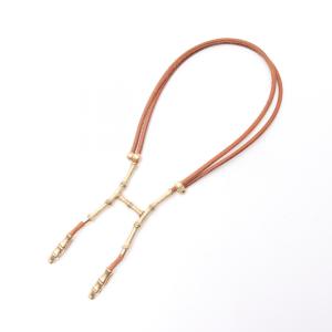 エルメス HERMES バンブービスチェ ネックレス ジュエリー レザー GP（ゴールドメッキ） レディース ブラウン系 【中古】