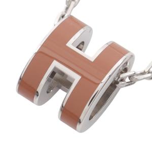 エルメス HERMES MINI POP H ミニポップアッシュ ネックレス ジュエリー ステンレススチール レディース シルバー系 / ブラウン系 【中古