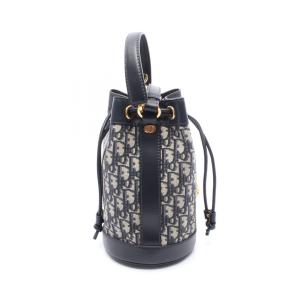 ディオール Dior オブリーク リュックサック バックパック バッグ キャンバス レザー レディース ネイビー系 / グレー系 【中古】