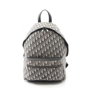 ディオール Dior オブリーク ジャカード リュックサック バックパック バッグ キャンバス レザー メンズ レディース ベージュ系 / ネイビ