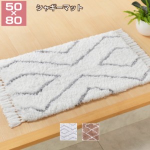 マット 50×80cm シャギー ノア ロングシャギーパイル 滑り止め付 選べる2柄 手洗いOK 玄関マット