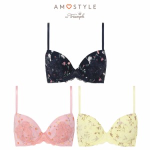 セール33%OFF (アモスタイル)AMOSTYLE 谷間くっきりブラ＆ショーツセット フライングフラワー(B,C,Dカップ) AMST259 WHU + Mini JX