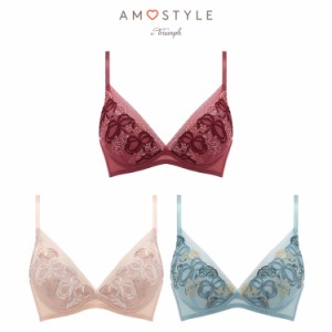 セール30%OFF(アモスタイル)AMOSTYLE チャーミングラマー スリムライン Deep V ブラジャー パフュームリボン(B,C,Dカップ) AMST1389 WHU 