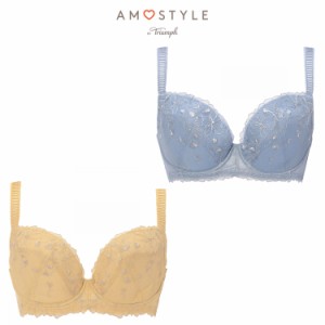 セール20%OFF(アモスタイル)AMOSTYLE チャーミングラマー ブラ＆ショーツセット ラインアートステッチ (F,Gカップ)(ラージ) AMST1410 WHP