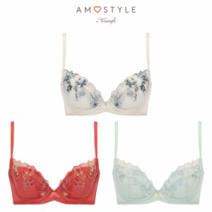 セール20%OFF(アモスタイル)AMOSTYLE ナチュラルスリムブラ ブラジャー カラーバースト(B,C,Dカップ) AMST1429 WHU1 JX