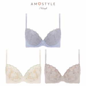 セール39%OFF (アモスタイル)AMOSTYLE 3/4カップブラ 背中すっきりブラ＆ショーツセット フローラルシャドウ(Eカップ) AMST279 WHU + Min