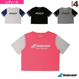 [バボラ テニス・バドミントン ウェア（レディース）]ショート丈Tシャツ／レディース（BAB-8740W）