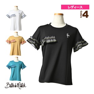 [バルデマッチ テニス・バドミントン ウェア（レディース）]ボーダーフリルTシャツ／レディース（BDM-C1211）