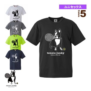 [テニスジャンキー テニス・バドミントン ウェア（メンズ/ユニ）]テニス犬＋40／ドライTシャツ／ユニセックス（TJ19007）