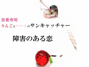 障害のある恋★ピンクトルマリン・ローズクォーツ★恋愛専用★林檎・リンゴ・りんご・ハート・薔薇・バラ★風水★サンキャッチャー★パワ