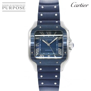 カルティエ サントスドゥカルティエLM WSSA0048 メンズ 腕時計 デイト ブルー 文字盤 自動巻き 90180660 【中古】時計