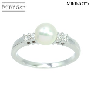 ミキモト MIKIMOTO 9号 リング アコヤ真珠 5.8mm ダイヤ K18 WG ホワイトゴールド 750 パール 指輪 レディース 90191162 【中古】BJ