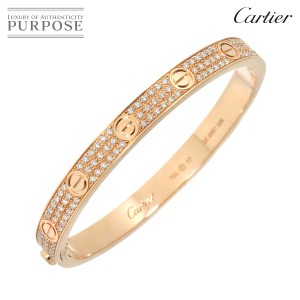 カルティエ Cartier ラブ ブレス パヴェ ダイヤ #17 K18 PG 750 ブレスレット バングル レディース 90196671 【中古】BJ