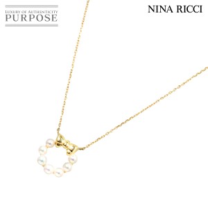 ニナリッチ NINA RICCI アコヤ真珠 3.4-3.2mm ネックレス 41cm ピアス K18 YG 750 2点セット パール レディース 90196915 【中古】BJ