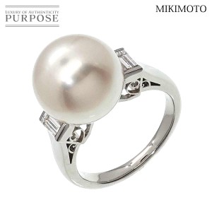 ミキモト MIKIMOTO 12号 リング 白蝶真珠 12.6mm ダイヤ 0.44ct Pt プラチナ パール 指輪 レディース 90210735 【中古】BJ