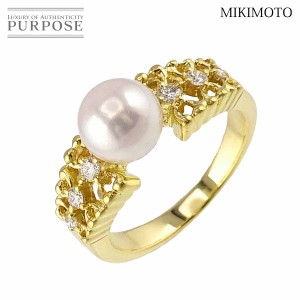 ミキモト MIKIMOTO 9号 リング アコヤ真珠 7.0mm ダイヤ K18 YG イエローゴールド 750 パール 指輪 レディース 90214909 【中古】BJ