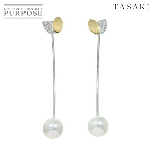 タサキ TASAKI フローレット アコヤ真珠 7.6mm ダイヤ 0.04/0.04ct ピアス K18 WG YG 750 パール レディース 90219564 【中古】BJ