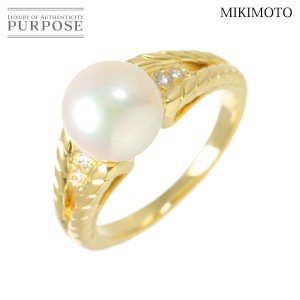 ミキモト MIKIMOTO 9号 リング アコヤ真珠 8.1mm ダイヤ K18 YG イエローゴールド 750 パール 指輪 レディース 90222817 【中古】BJ