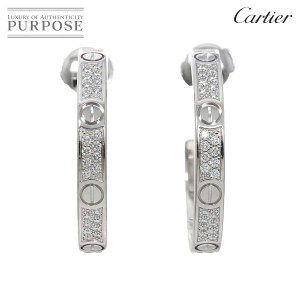 カルティエ Cartier ラブ ピアス パヴェ ダイヤ K18 WG ホワイトゴールド 750 フープ【証明書付き】 レディース 90227360 【中古】BJ