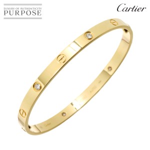 カルティエ Cartier ラブ ブレス ハーフ ダイヤ 4P #20 K18 YG イエローゴールド 750 バングル レディース 90228262 【中古】BJ