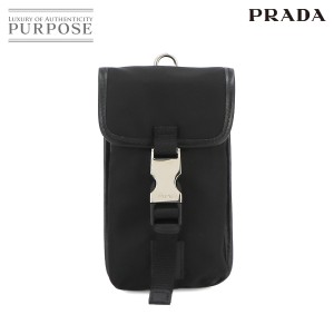 新品同様 プラダ バッグ PRADA ミニ ポーチ ナイロン サフィアーノレザー ブラック メンズ レディース 90232031 【中古】ブランド