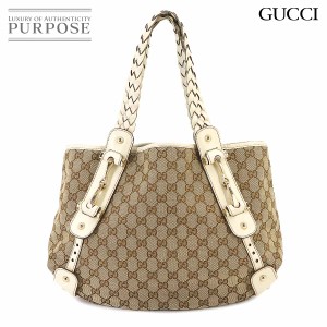 グッチ バッグ GUCCI GGキャンバス トート バッグ レザー ベージュ ブラウン ホワイト 162900 レディース 90235699 【中古】ブランド