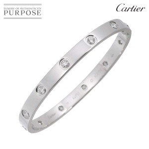 カルティエ Cartier ラブブレス フル ダイヤ 10P #17 K18 WG 750 ブレスレット バングル レディース 90244179 【中古】BJ