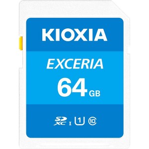 KIOXIA キオクシア(旧東芝) SDカード Exceria SDXC U1 R100 C10 フルHD 高速読み取り 100MB/s 64GB LNEX1L064GG4【メール便可】