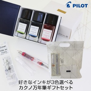 PILOT パイロット カクノ 万年筆 1本 + 選べる色彩雫mini 3個 ギフトセット フリーチョイス【メール便不可】 選べるギフトセット