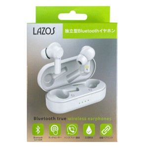 Lazos ブルートゥース イヤホン L-TWS-W 完全ワイヤレス Bluetooth5.0対応 1年保証 【送料無料】 ホワイト