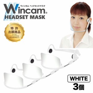 ウィンカム 透明衛生マスク/ヘッドセットマスク W-HSM-3W (sb)【メール便不可】 ホワイト 3個セット