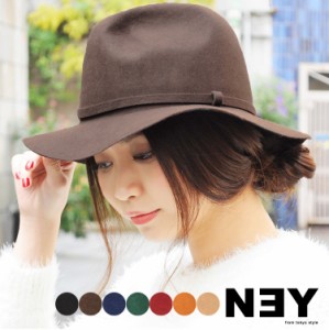 【NEY】（ニー）女優帽　ゆったりサイズ　ウール100%素材 大きめシルエット・中折れツバ広フェルトハット 帽子