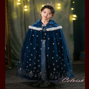 プリンセスマント 【宅配】子供 ドレス マント ブルー ホワイト プレゼント c-ds-9893b| セルビッシュ