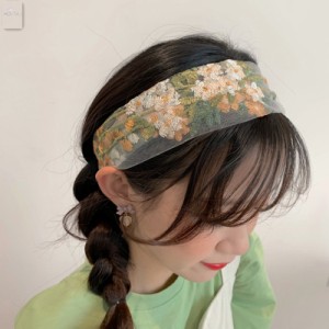 ☆【送料無料】春夏に勧めたい!フラワー刺繍とカラーの組み合わせが可愛すぎるヘアバンド☆