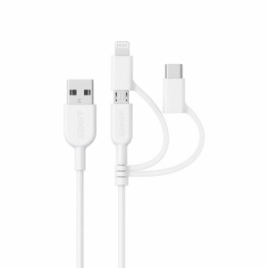 Anker 3in1 ケーブル 0.9m ( ライトニング / USB-C / Micro USB ) [Apple認証品] PowerLine II MFi認証 iPhone Android 急速充電 データ