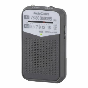 防災ラジオ AudioComm AM/FM ポケットラジオ 2バンド P133 片耳イヤホン付属 ワイドFM 簡単 シンプル RAD-P133N-H 03-7242 オーム電機 [