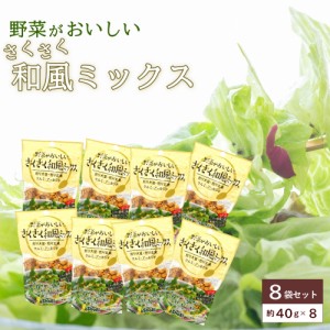 野菜がおいしい　さくさく和風ミックス　約40g　8袋セット　チャック付き サラダトッピング 煎り大豆 煎り玄米 クルミ アーモンド / ネコ