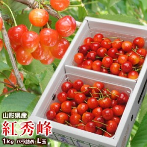 【7月上旬頃から出荷予定】さくらんぼ バラ詰め 化粧箱 約1kg Ｌ玉 紅秀峰 山形県 産地直送 ギフト お中元 フルーツ 果物　沖縄/離島配送